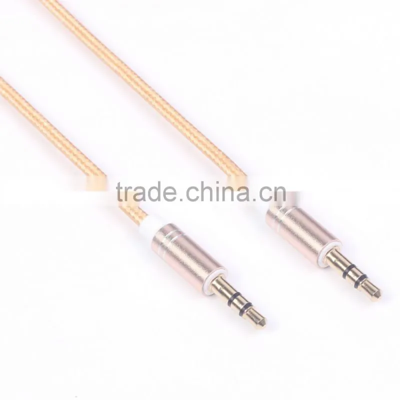 NY braided 3.5mm Audio Cable 3.5mm Stereo Audio Cable glod plated