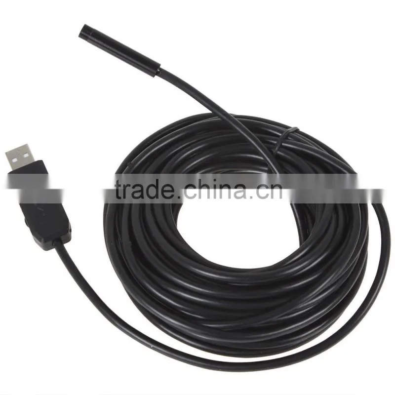 15M Cable 7mm Lens USB Endoscope Pipe Inspection Camera Borescope 6 LEDs IP67 Waterproof Mini PC Tube Snake