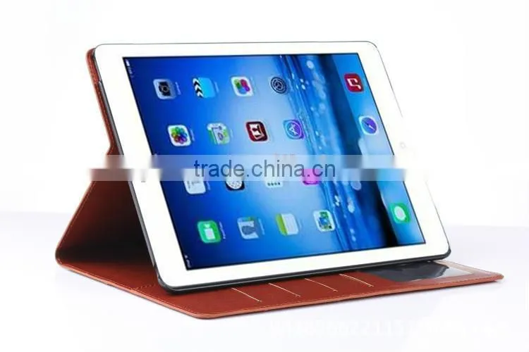 Genuine PU leather Flip stand smart Cover For iPad Air 2 iPad 6 with button close