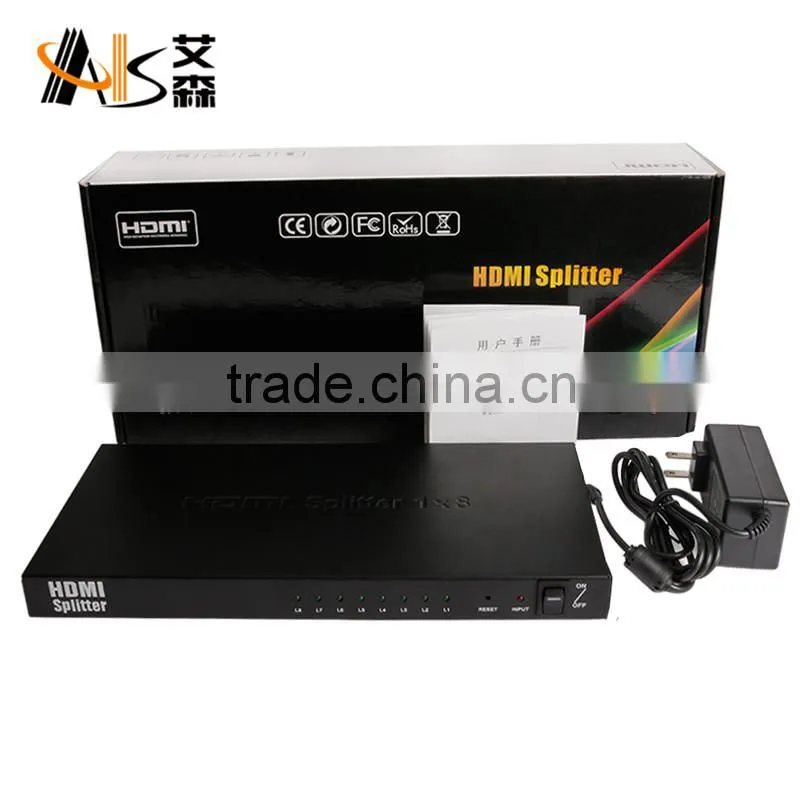 1.4v 3D 4kx2k 1x8 HDMI video and audio amplifier splitter