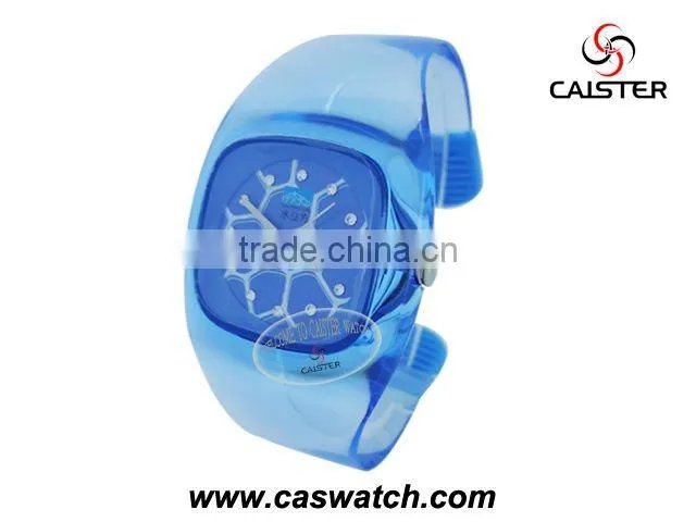 Unique Transparent Cuff watch with Japan movement and made of PVC.