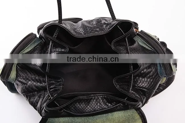 3867 Wholesale High Quality Durable Denim Women Outdoor Drawstring Backpack