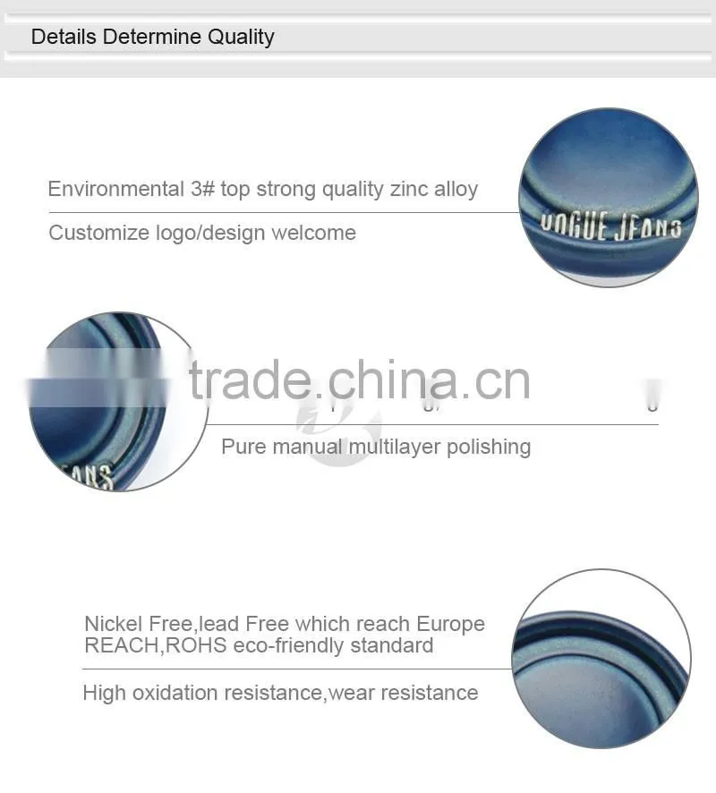 Fashion Decorative Blue Four Parts Press Metal Snap Button for coat