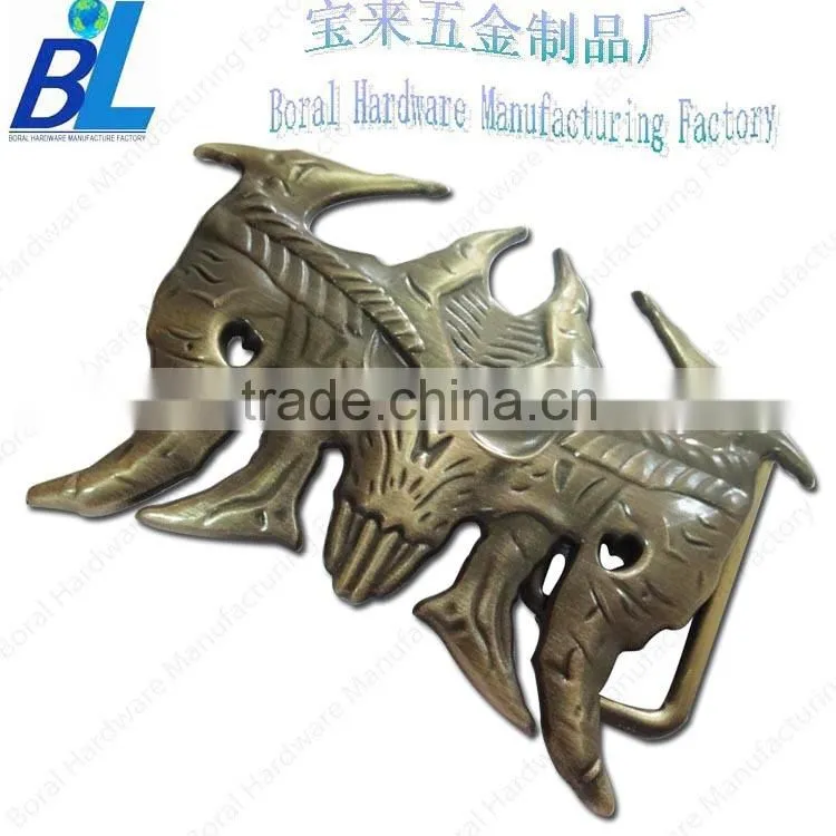 Brushed metal monster mask shaped Halloween belt buckles