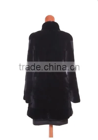 rex14067 wholesale rex rabbit fur coat with belt black