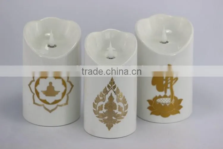 flameless Christmas LED lights candles in ceramic wholesale