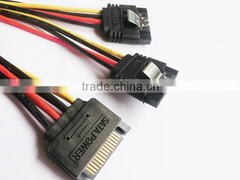 high quality SATA M to 2X SATA F power cable with shrapnel