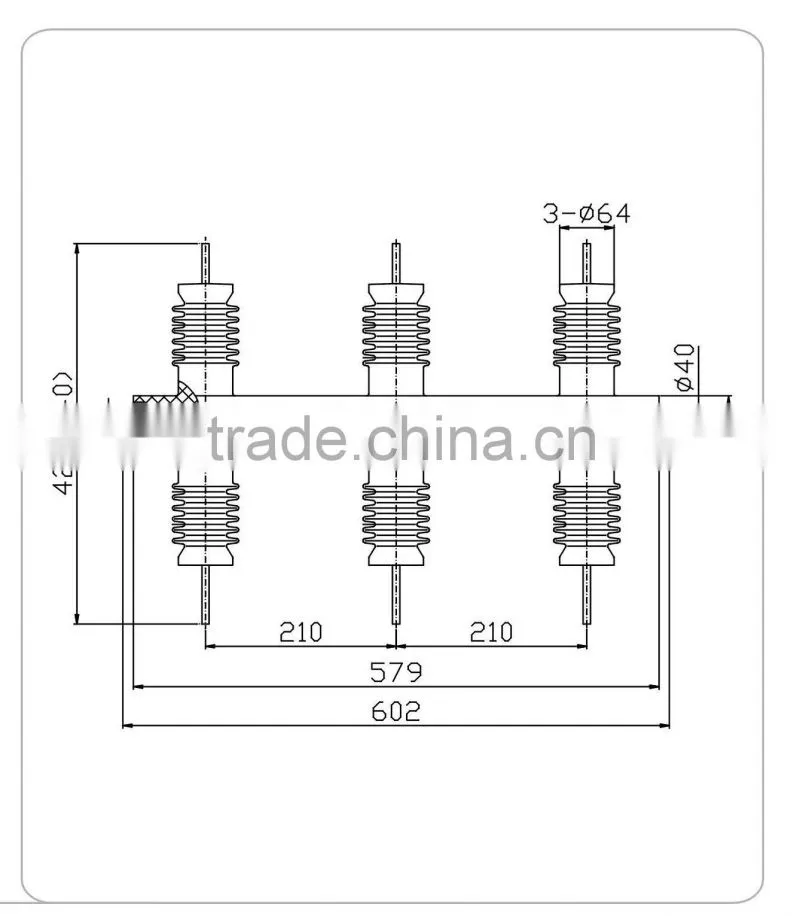 Three pole bushing for air-break switch disconnector 12 kV from 400 up to 1250A
