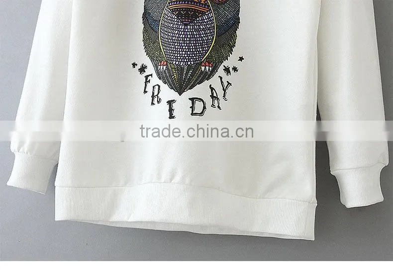 Korean casual All-Purpose Style fashionable crew neck Owl-Pattern female fitness wear