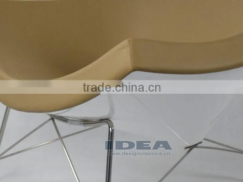 Replica Coconut Chair - White gloss fiberglass shell - Beige leather