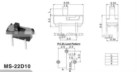High quality environmental protection voltage selector slide switch