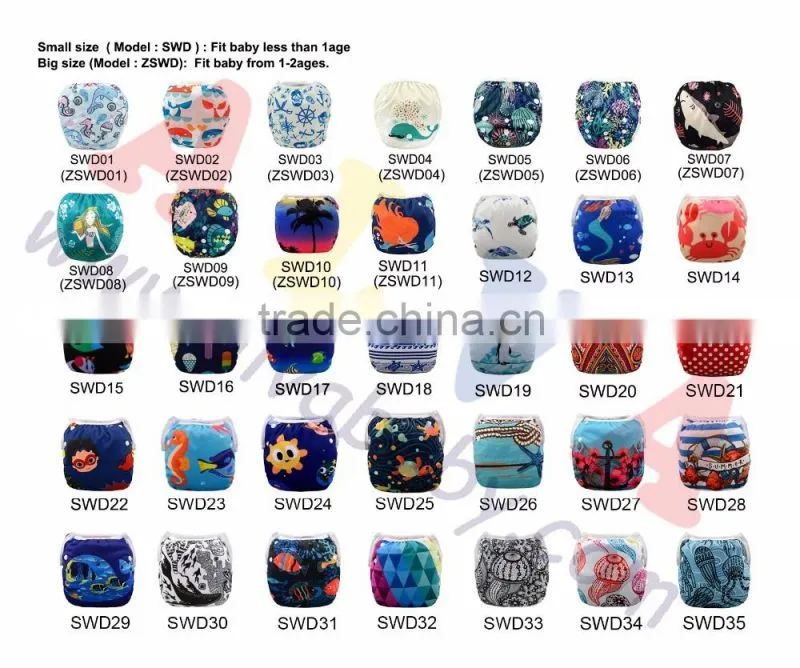 2016 Alva Newest Amazing Swimming Diapers Position prinrted reusable and Washable Cloth Baby Swim Diapers made in China