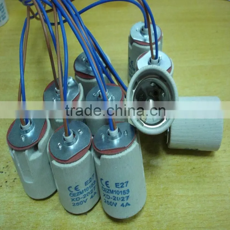 Set-screw terminal E27 F519 ceramic lamp holder with bracket