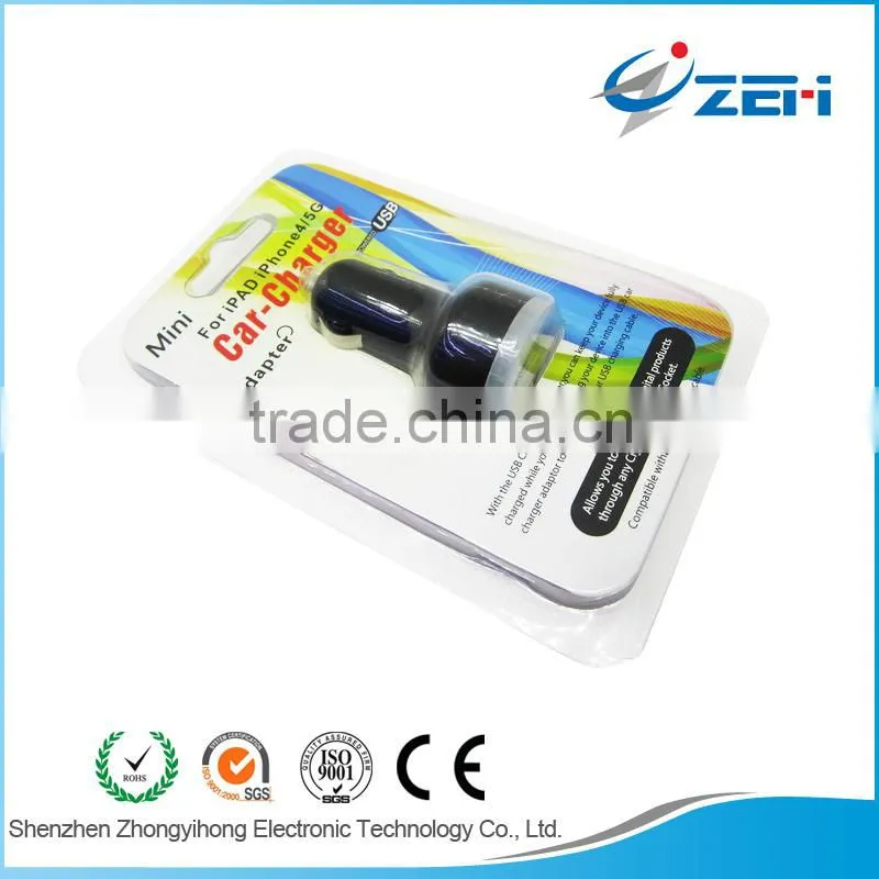 2015 hottest portable 5V 2A Dual Usb Port Universal Mini Car Charger For Mobile Phone