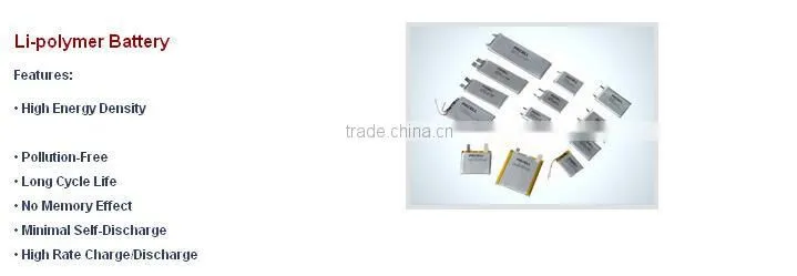 China manufacturer 802035 500mah lithium polymer battery for cordless device