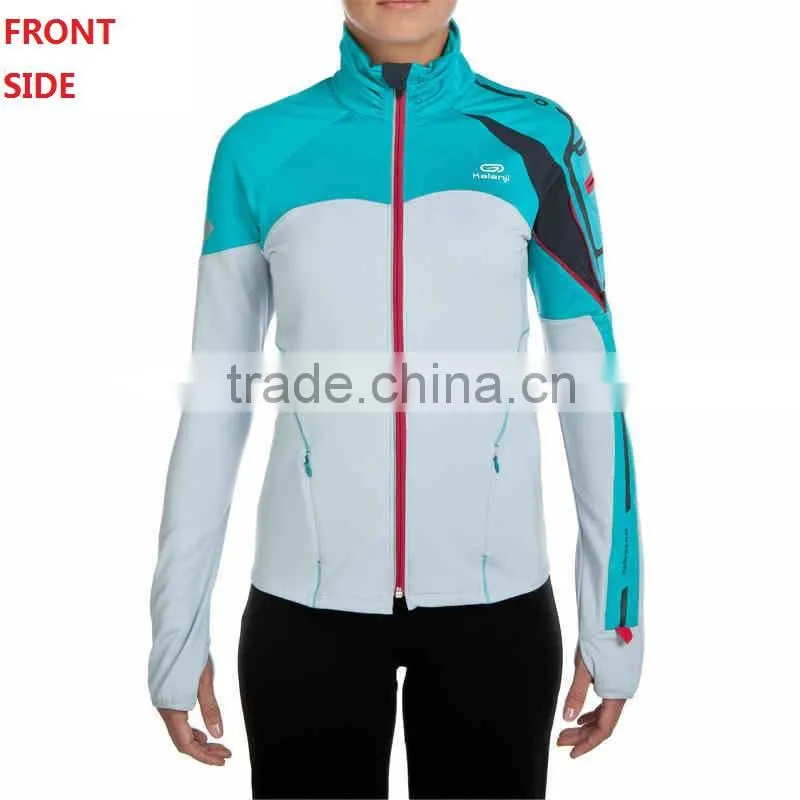 Women's 90% Dri-Fit 10% Spandex Running Jackets with Cell Phone Pocket at Upper Arm, Moisture Wicking Running Wear for Women