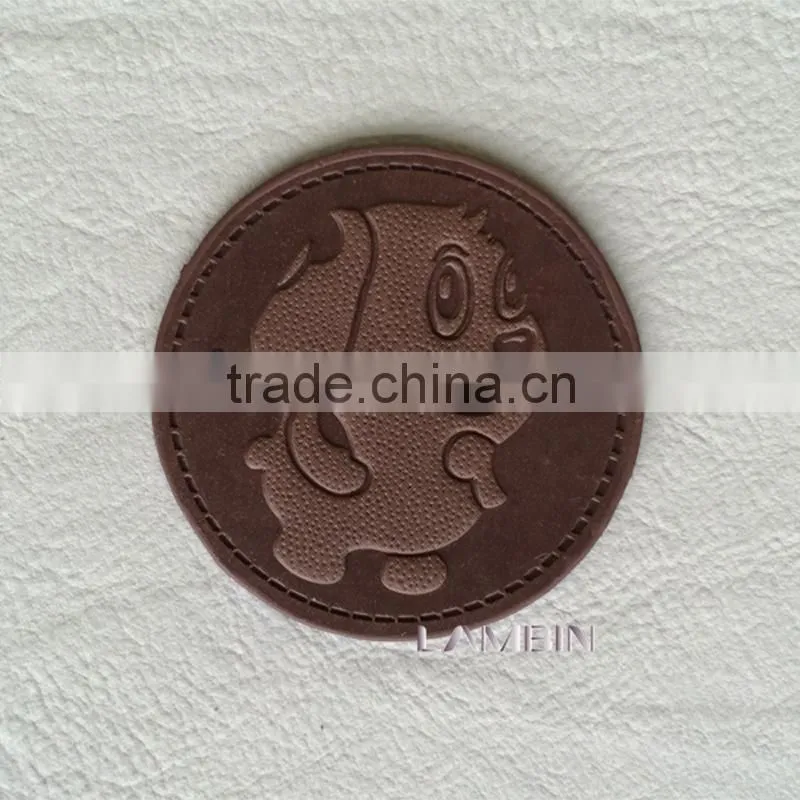 Custom cartoon decorative leather label tag for children's winter clothes