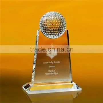 Wholesale New Design cheap crystal glass golf trophy awards for golf club souvenir