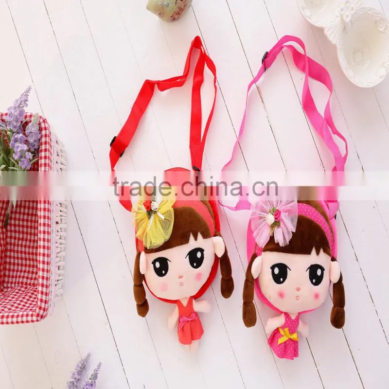30*20cm beautiful customized blue plush Angel girl doll satchel with matched embroidery cap