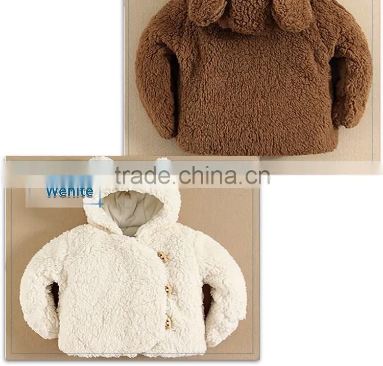 European version unisex lamb coral fleece outdoor coat for kids thick warm winter faux fur loose coat