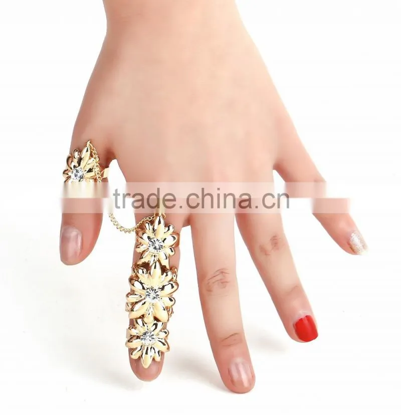 Adjustable Two Finger Ring Cuff Fine Zirconia Fashion Jewelry Womens Gift