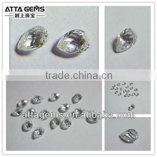 Pear checkerboard cut cute white cubic zirconia