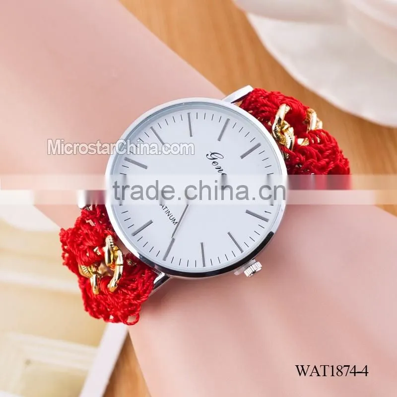 New Classic Geneva Ethnic Braided Analog Nailed Chain Watch