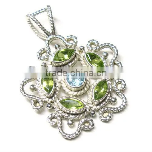 Hand made silver gemstone pendant 925 sterling silver