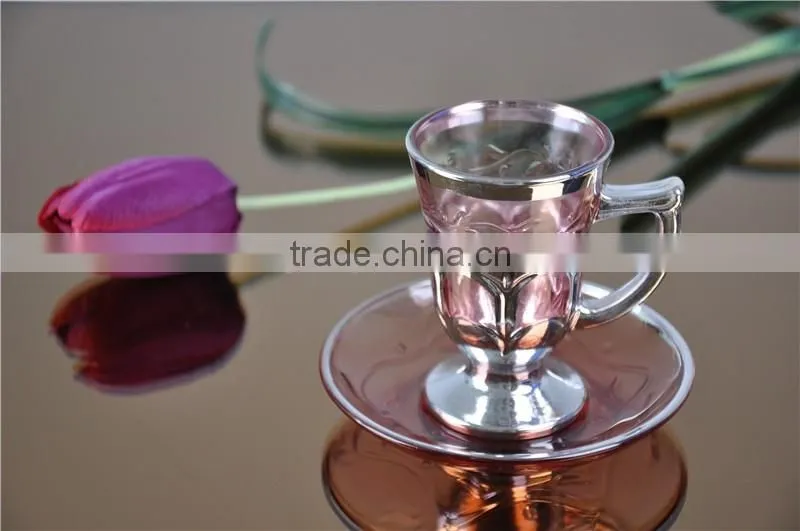 luxury gold glass cup and saucer