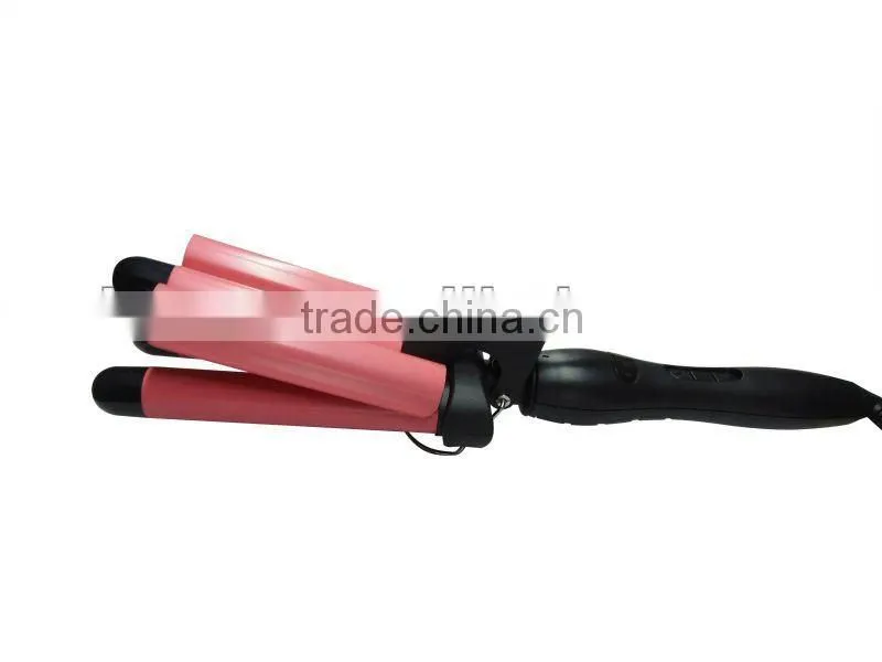 Professional LCD ceramic 3 barrel curling iron
