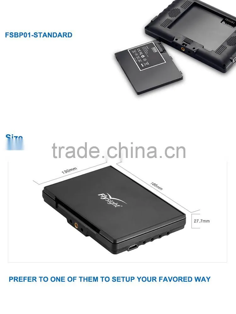 C465 7 inch High resolution 1024x600 HD monitor built in battery and dual receiver for dji phantom
