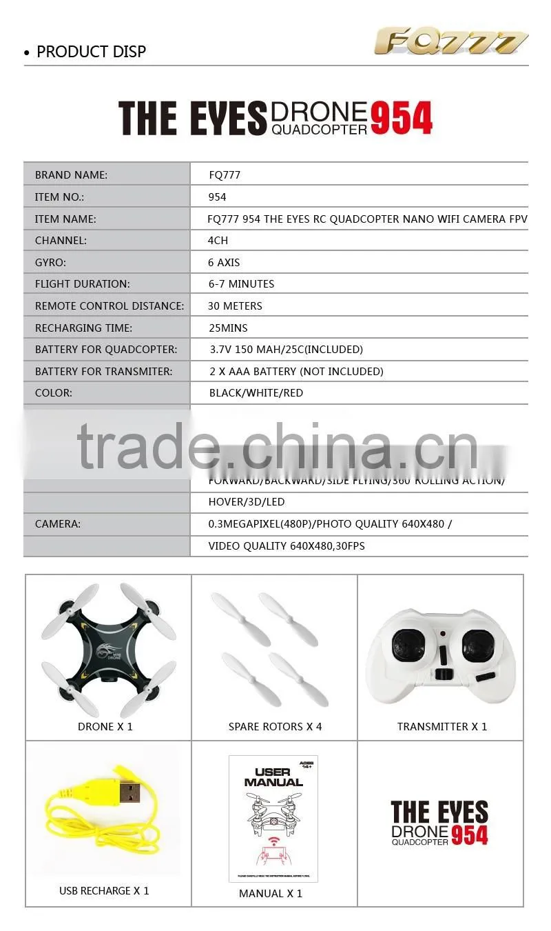 The eyes FQ777-954 New arrival and hot mini wifi control drone