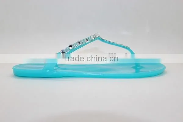 2015 New Arrival Cheap Diamond Plastic Jelly Sexy Slipper With Various Colors Women Jelly Flat