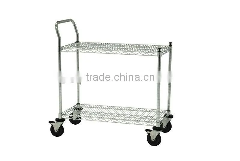 Hospital Mobile Storage Chrome Wire Utility Carts