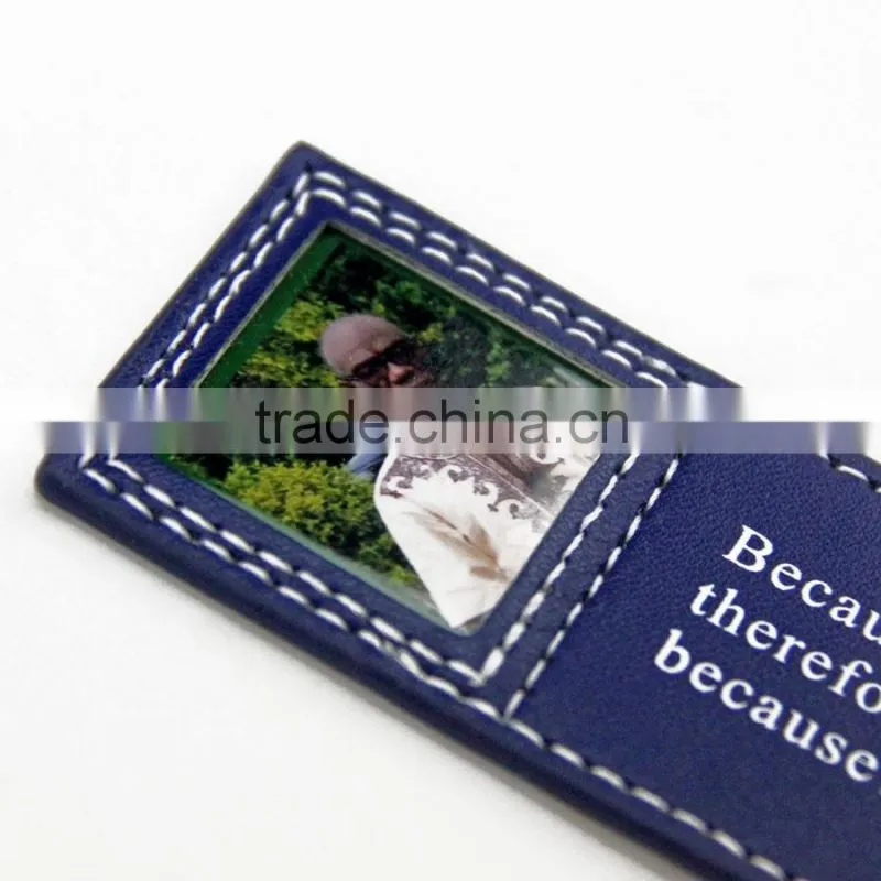 Low Price Fashion PU Leather Bookmark with Little Frame