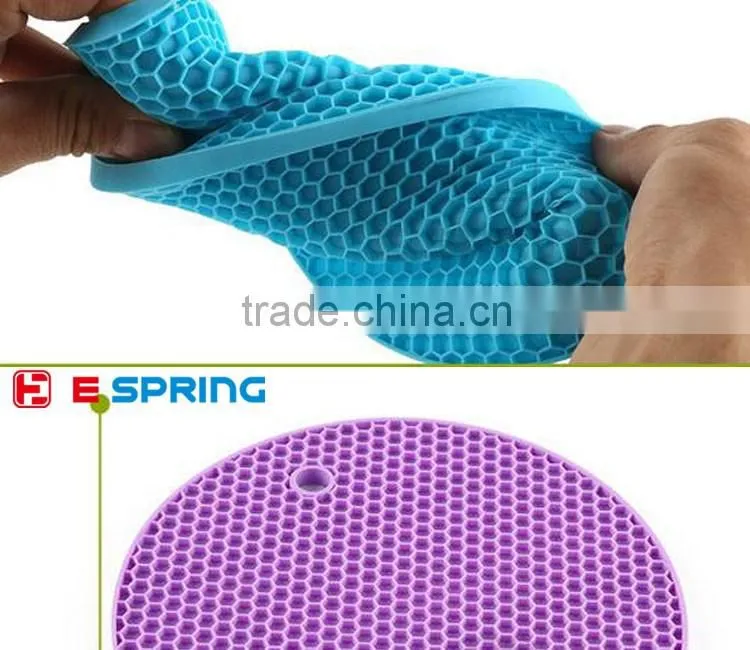 Durable Silicone Heat Resistant Mat Pot Holder Mat Trivet Multi-purpose Round