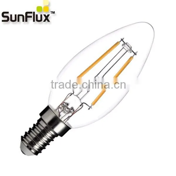 Flicker free COB filament led candle bulb e14 2w