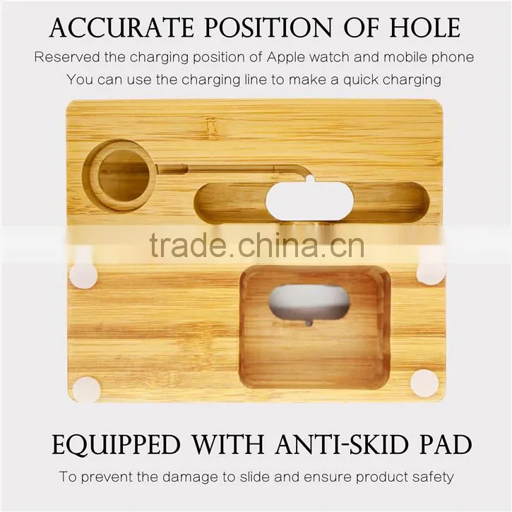 Natural Wood Stand Base popular portable charger wooden stand for IPhone for Apple Watch Stand