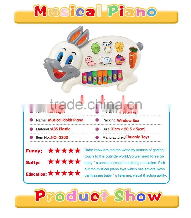 NO-3300 Hot selling education toy music instrument rabbit piano toys for kids