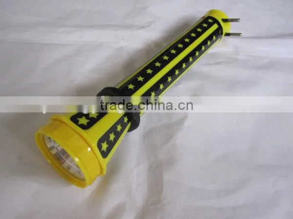 Two color MIX injection New rechargeable emergency led plastic flashlight torch led emergency torch