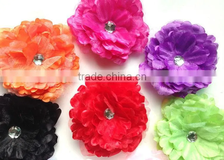 2014 Top Quality Bridal Hair Flower Artificial Elegant Gauze Peony Hair Flower Clip