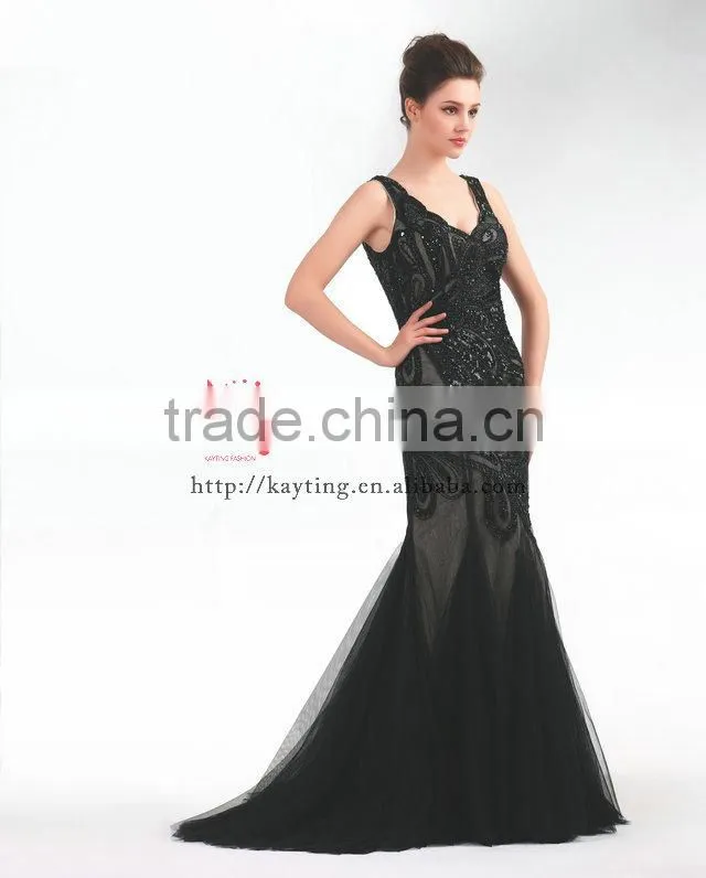 Elegant sequins vest sleeveless length gaun evening gowns designs for fishtail evening dress