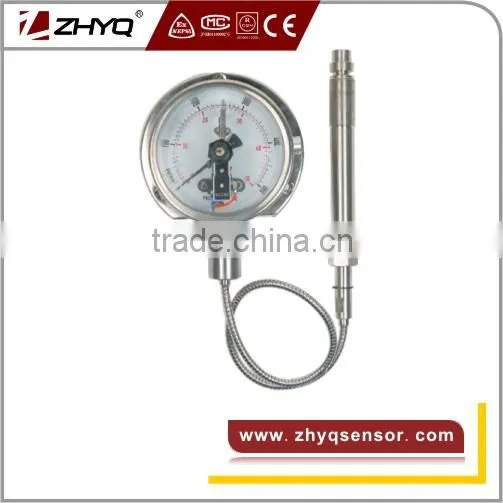 Melt plastic pressure gauge with integral thermocouple