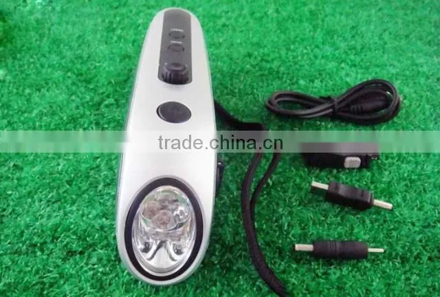handle dynamo rechargeable led radio flashlight