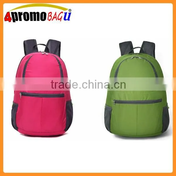 Factory cheap promotion nylon foldable bag folding backpack