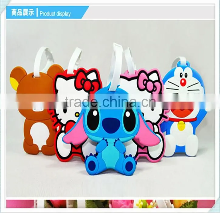 Hogift 2015 new cartoon soft PVC luggage tag/promotion luggage tag/custom luggage tag