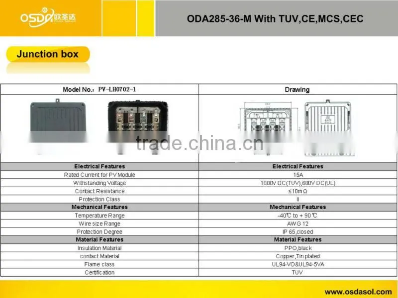 TUV MCS CEC certificated 285W mono solar panel