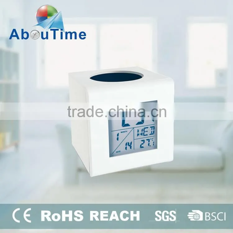 Christmas gift pen holder digital clock