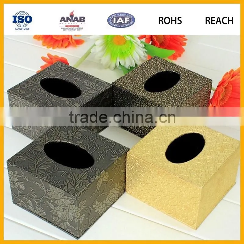 High quality PU Leather square tissue paper box for car/ hotel/office