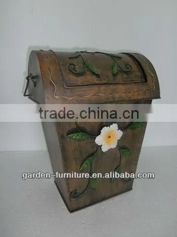 wholesale wrought iron handed crafts outdoor decor stylish unique decorative metal trash cans